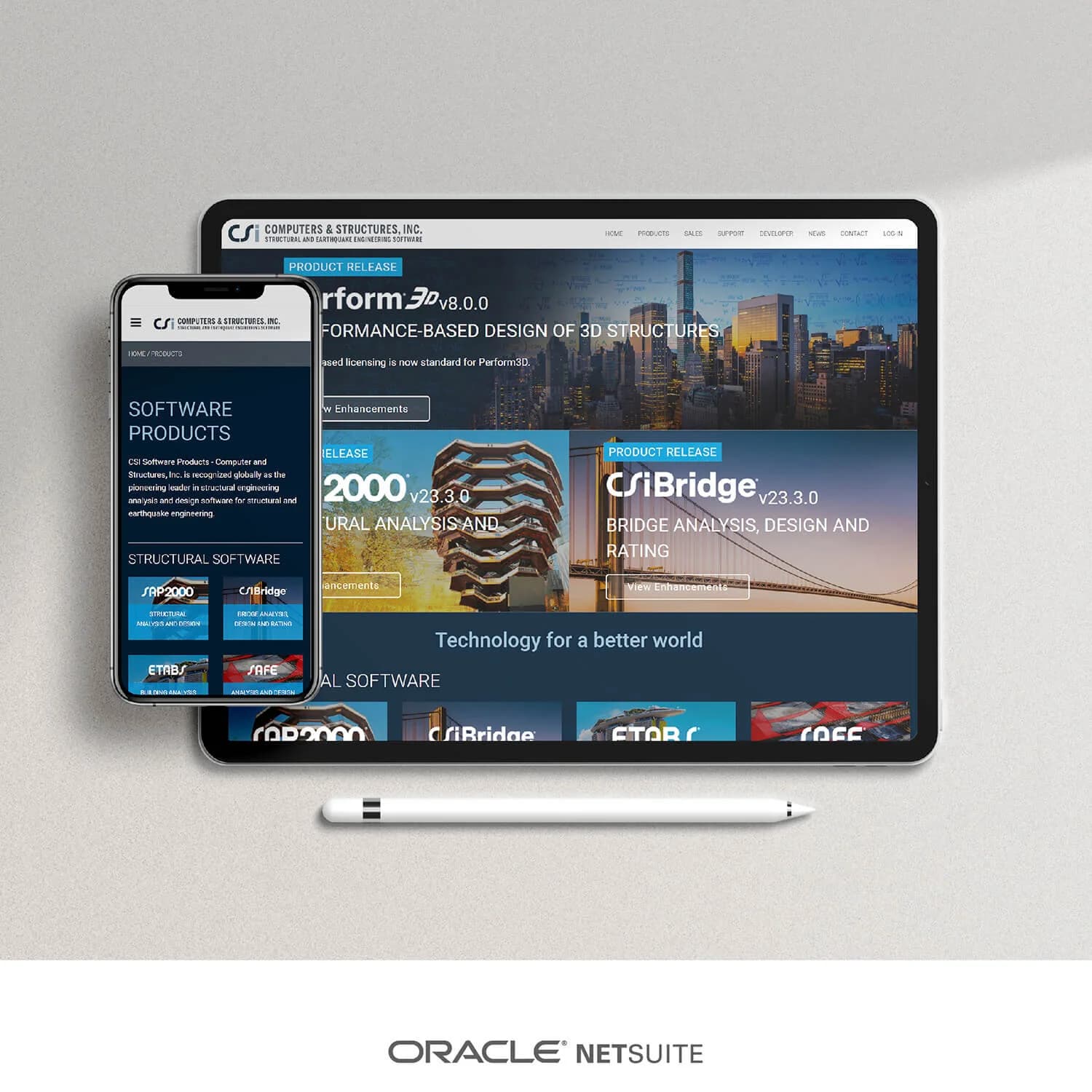 CSI's website on a tablet and a phone